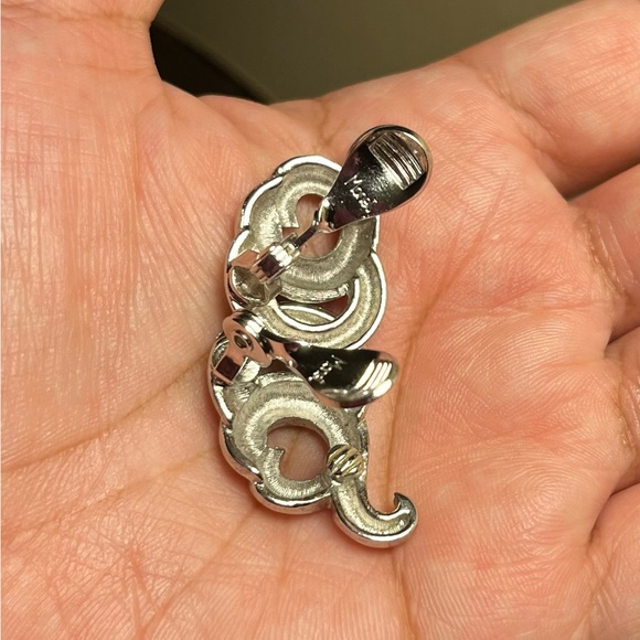 Monet Vintage Silver tone Swirl Clip Earrings - Picture 3 of 5